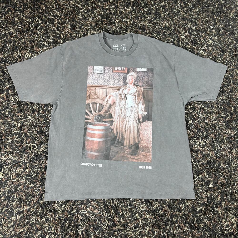 Beyonce Chicago Exclusive T Shirt XXL Grey Cowboy Carter Tour Merch‎ NEW